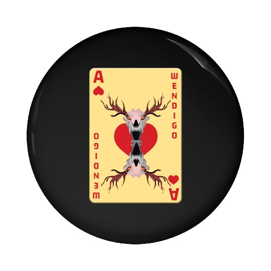 Folk Creature Card Wendigo Halloween Cryptid Pin Buttons