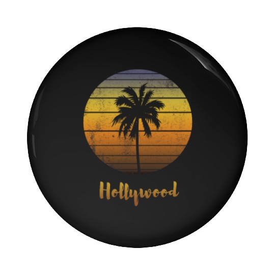 Retro Souvenir Hollywood California Sunset Pin Buttons