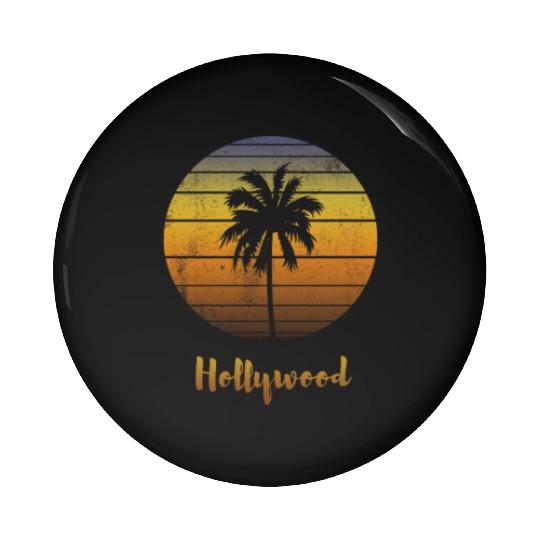 Retro Souvenir Hollywood California Sunset Pin Buttons