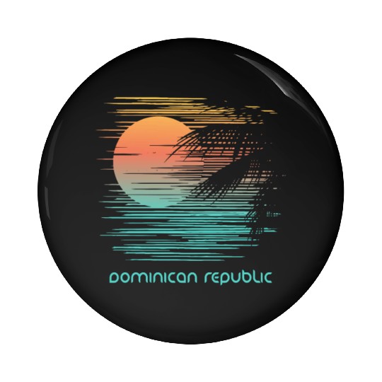 Artistic Dominican Republic Palm Tree Vacation Pin Buttons
