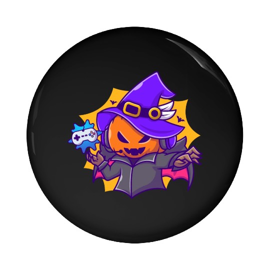 Gamer witches pumpkin vampire - halloween Pin Buttons