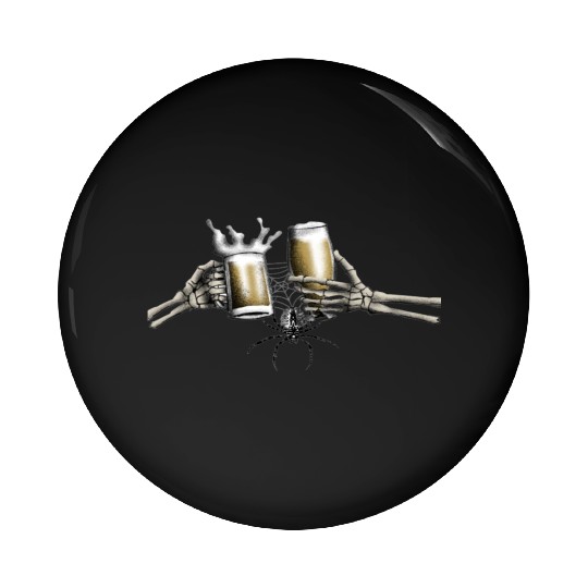 Funny Hallowen Hands Skeleton Drinking Beer Pin Buttons