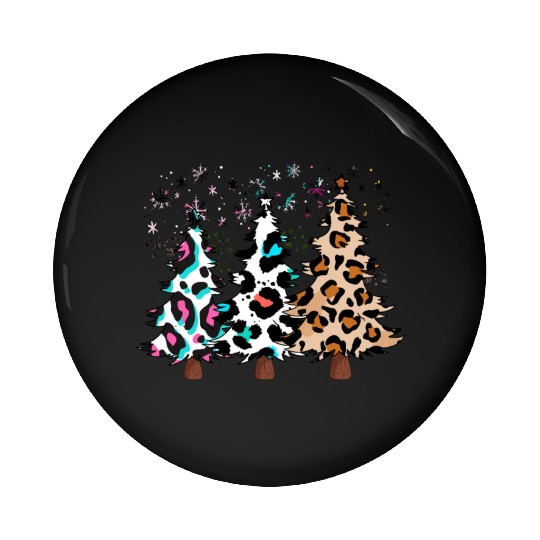 Christmas trees, Leopard Christmas Trees, Winter Pin Buttons