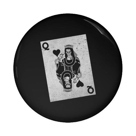 Womens Skeleton Queen Playing Card Gambling Hallow Pin Buttons