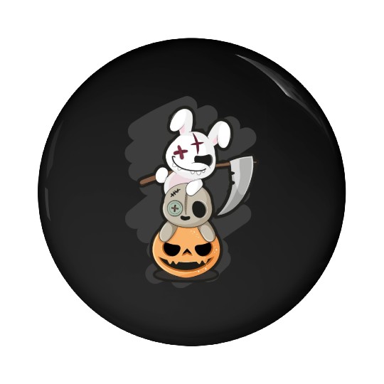 Grim Reaper Killer Bunny - Halloween Pin Buttons
