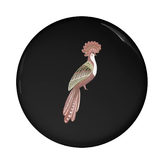 Folk art fancy bird Pin Buttons