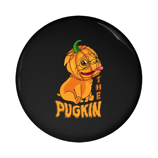 The Pugkin Trick Or Treating Pug Lover Halloween Pin Buttons