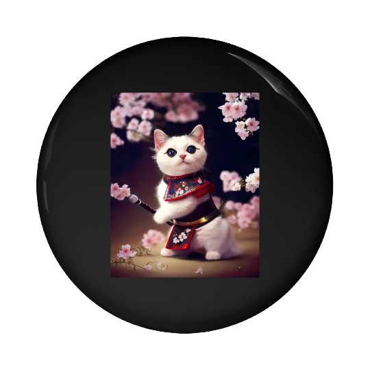 Samurai Cat Pin Buttons