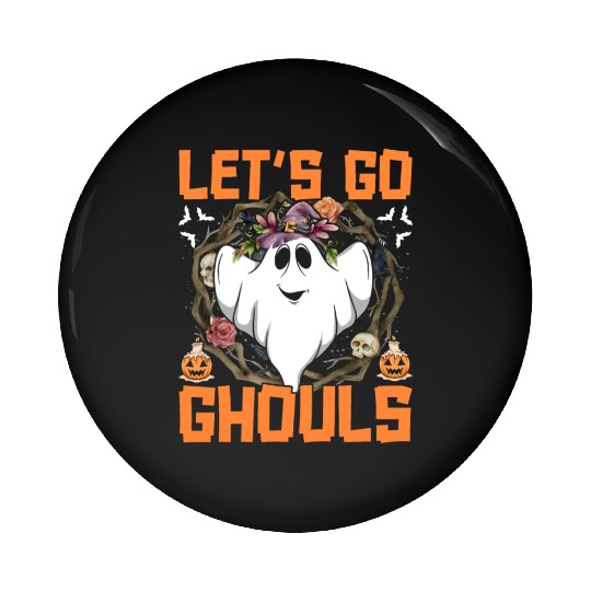 Let's Go Ghouls Halloween Boo Party Costume Retro Pin Buttons