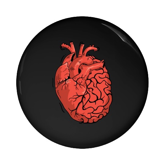 Half Brain Half Heart Organ Anatomy Science Pin Buttons