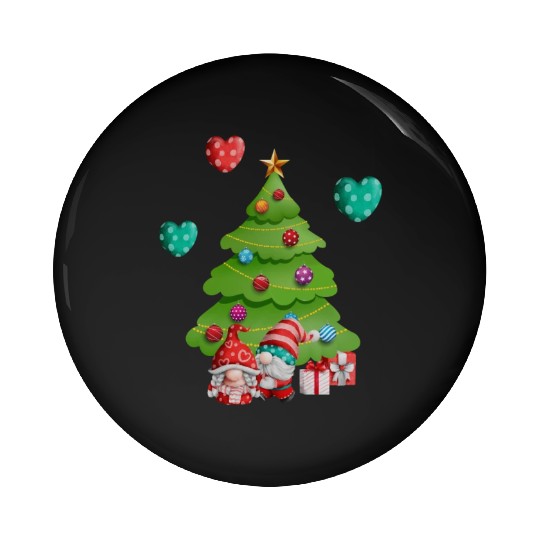 christmas is love, gnomes, christmas tree, love Pin Buttons