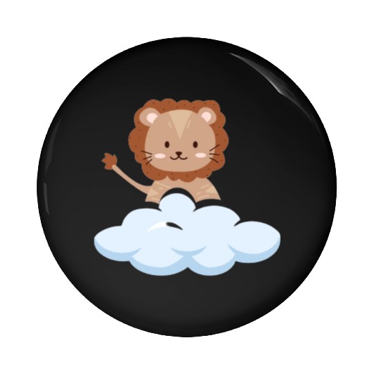 Baby lion flying in the clouds. Pin Buttons