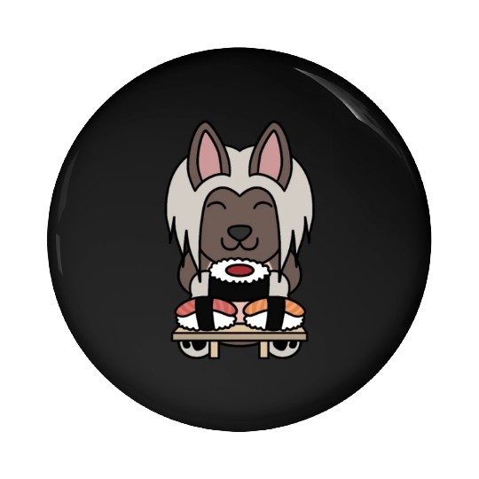Sushi Lover Chinese Crested Pin Buttons