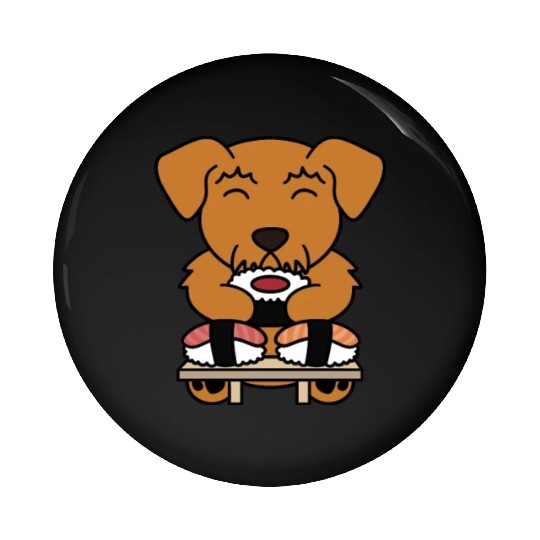 Sushi Lover Airedale Terrier Pin Buttons
