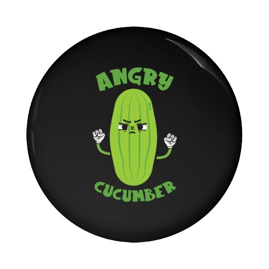 Angry Cucumber Vegetarian Vegetable Veggies Vegan Pin Buttons