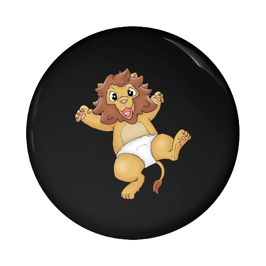 Cute Lion Baby in Diapers Design (ideal gift) Pin Buttons