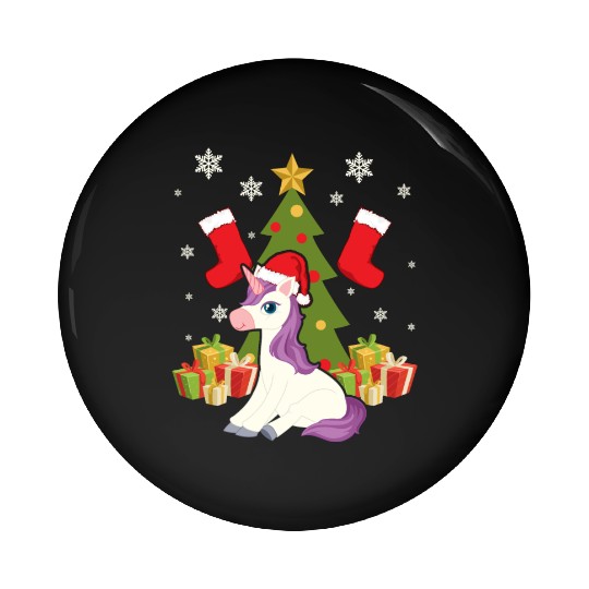 Unicorn Christmas Day Happy Holiday Santa Claus Pin Buttons