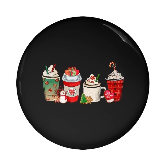 Merry Christmas Coffee Snowman Latte Peppermint Pin Buttons