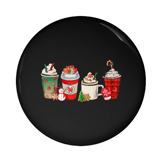 Merry Christmas Coffee Snowman Latte Peppermint Pin Buttons