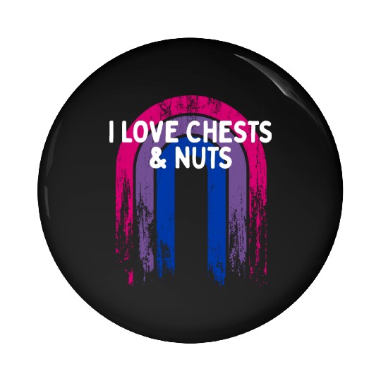 I Love Chests & Nuts Bisexual LGBTQ Bi Pride Pin Buttons