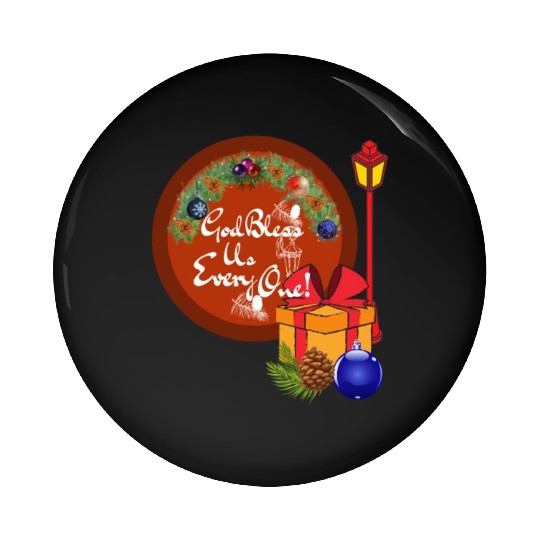 Cute A Christmas Carol God Bless Us Everyone Lamp Pin Buttons