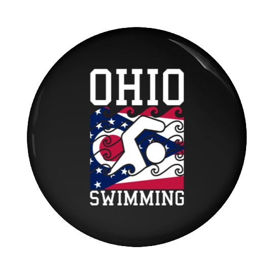 Ohio Flag Swimming Team Swim Swimmer US State Pin Buttons