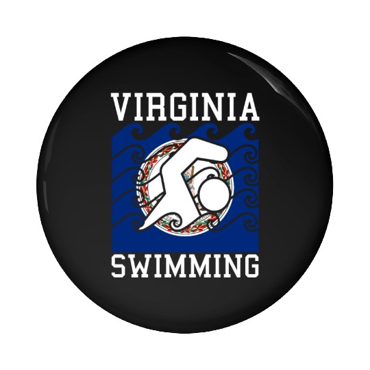 Virginia Flag Swimming Team Swim Swimmer US State Pin Buttons