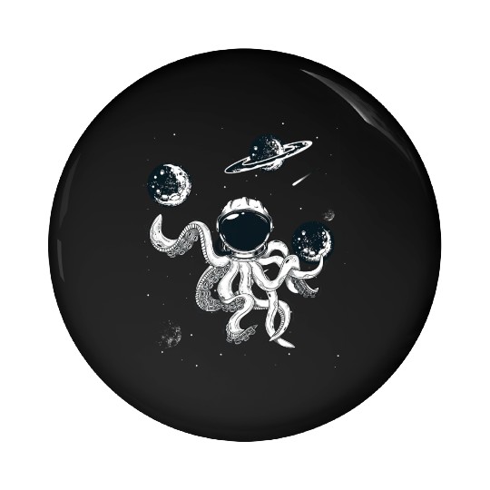Octopus in Helmet Pin Buttons