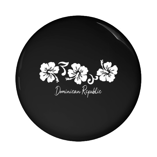 Dominican Republic Hibiscus Flower Pin Buttons