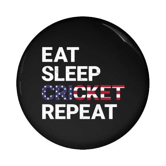 Eat Sleep Cricket Repeat USA Flag Sports Gift Pin Buttons