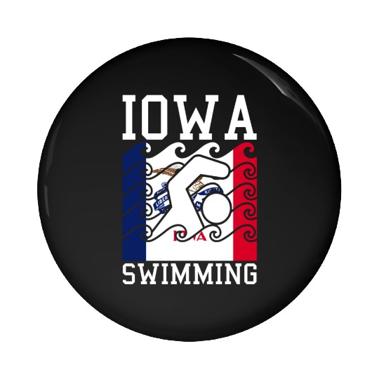Iowa Flag Swimming Team Swim Swimmer US State Pin Buttons