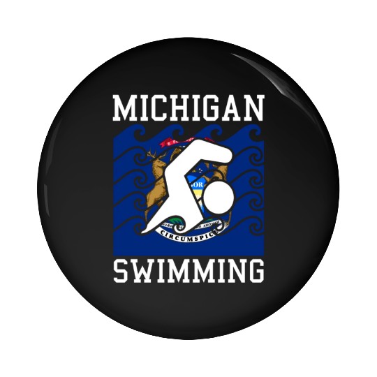 Michigan Flag Swimming Team Swim Swimmer US State Pin Buttons