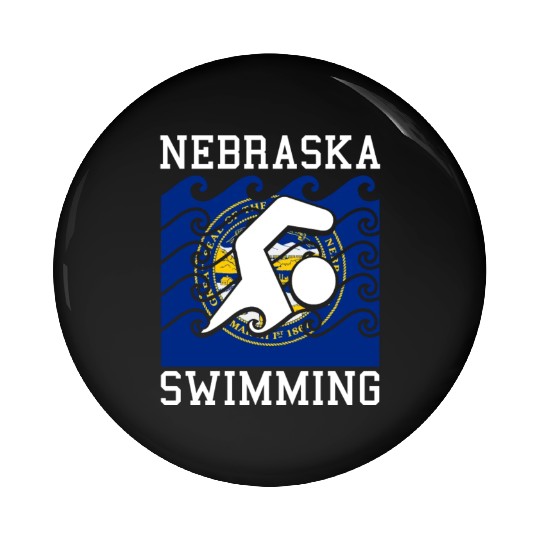 Nebraska Flag Swimming Team Swim Swimmer US State Pin Buttons