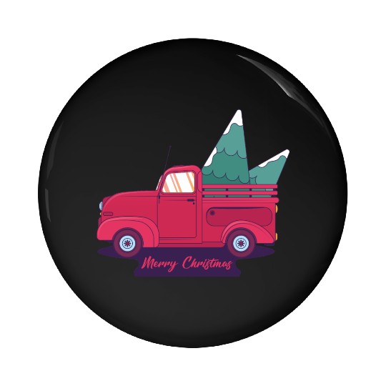 Red Merry Christmas Vintage Red Santa Truck*T Pin Buttons