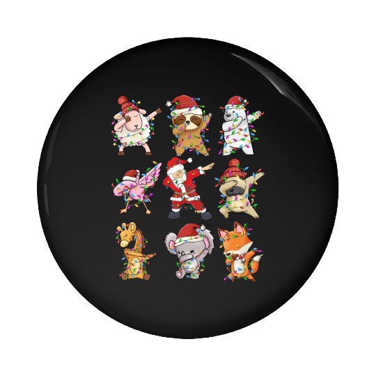 Dabbing Santa Animal Friends Christmas Kids Boys Pin Buttons