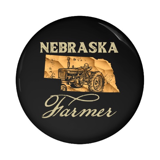 Nebraska Farmer Tractor Lover State Map Farming Lo Pin Buttons