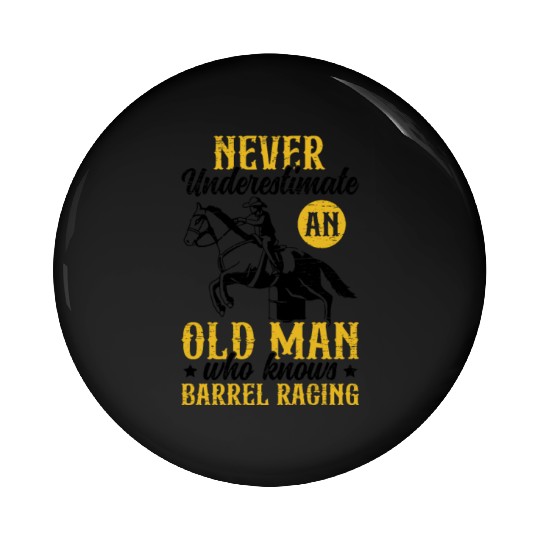 Old Man Barrel Racing Rodeo Equestrian Horse Pin Buttons