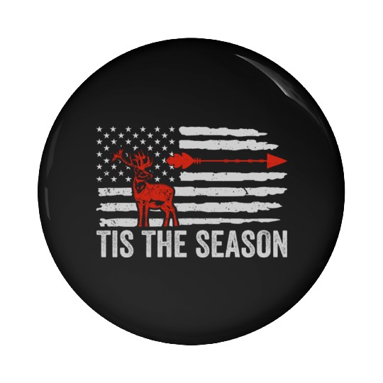 Tis The Season American Flag Dear Hunting Pin Buttons