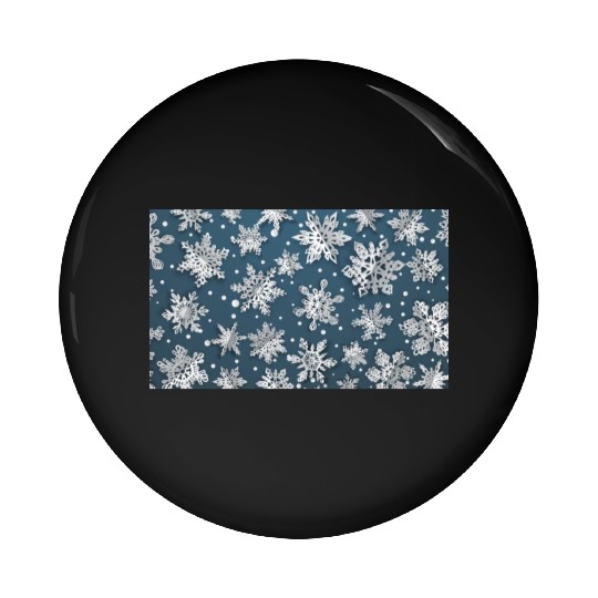Modern Snowflakes Pattern Blue Pin Buttons