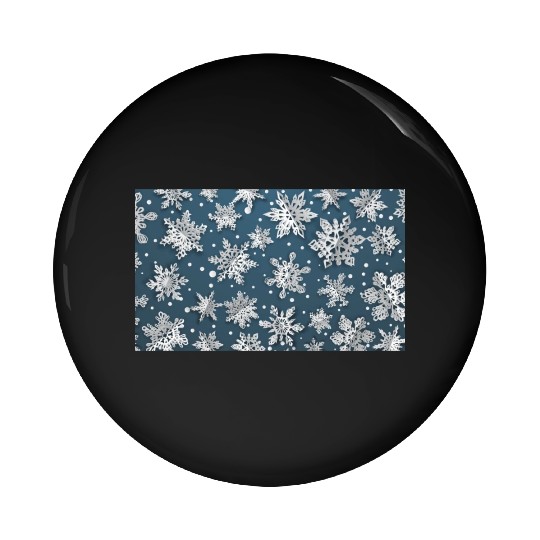 Modern Snowflakes Pattern Blue Pin Buttons
