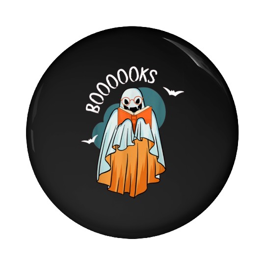 Ghost Book Reading Teacher School Funny Halloween Pin Buttons