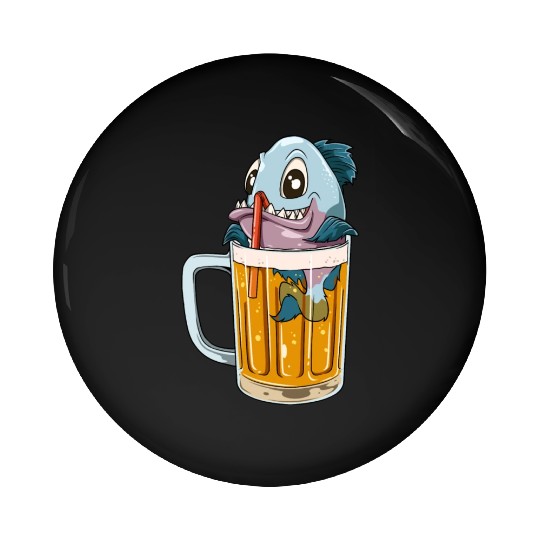 Funny Fish Drinking Beer Pin Buttons