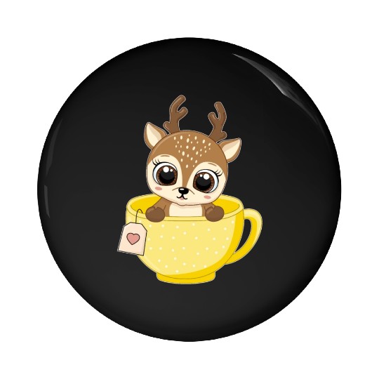 Girls Baby reindeer in cup Christmas kid gifts Pin Buttons