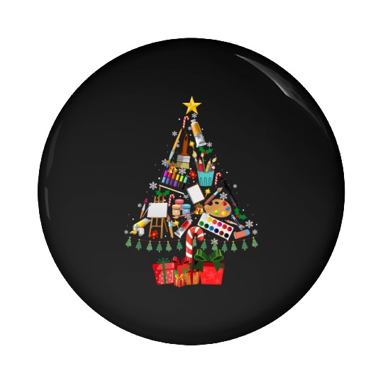 Art Xmas Tree Decor Art Teacher Ugly Artist Xmas Pin Buttons