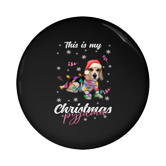 Winter Christmas Pyjama Beagle Pin Buttons