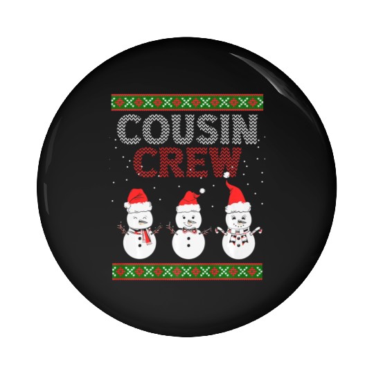 Cousin Crew Christmas Pajamas Gnome Tree Merry Xma Pin Buttons