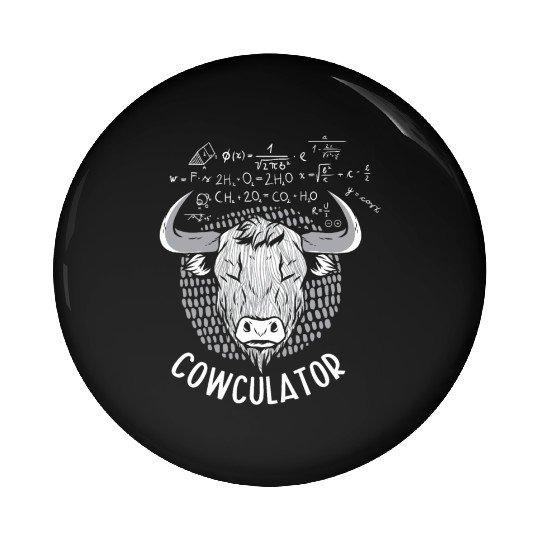 Cowculator Highland Cow Grass Puppy Math Lover Pin Buttons