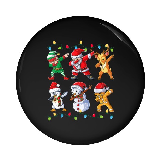 Dabbing Santa Elf Friends Christmas Pin Buttons