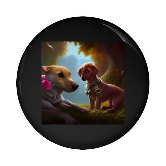 Puppy Love Cute Puppies with A Little Steampunk Pin Buttons