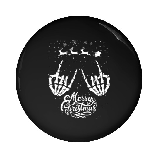 Rock On Rock Star Christmas Skeleton Hands Santa Pin Buttons